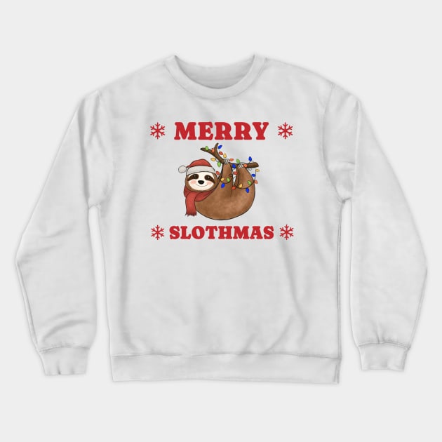 Merry Slothmas Christmas Lights Crewneck Sweatshirt by VisionDesigner